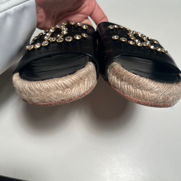 CHANEL Black and Tan Embellished Sandals - Picture 2 of 11
